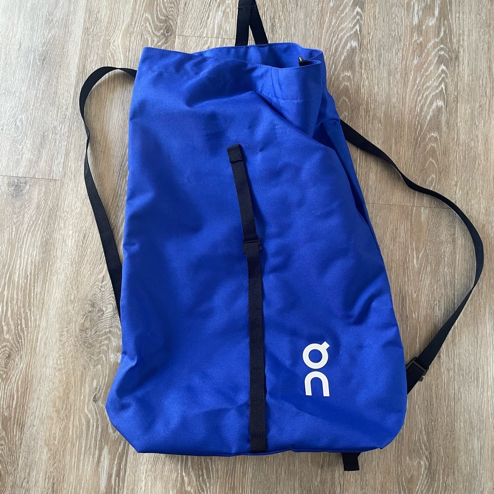 On Running Blue Drawstring Backpack